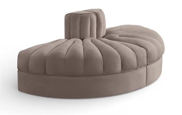 Meridian Furniture Rummi Channel Tufted Velvet Modular Sofa with Stain Resistant Performance Fabric 660Taupe-2RC