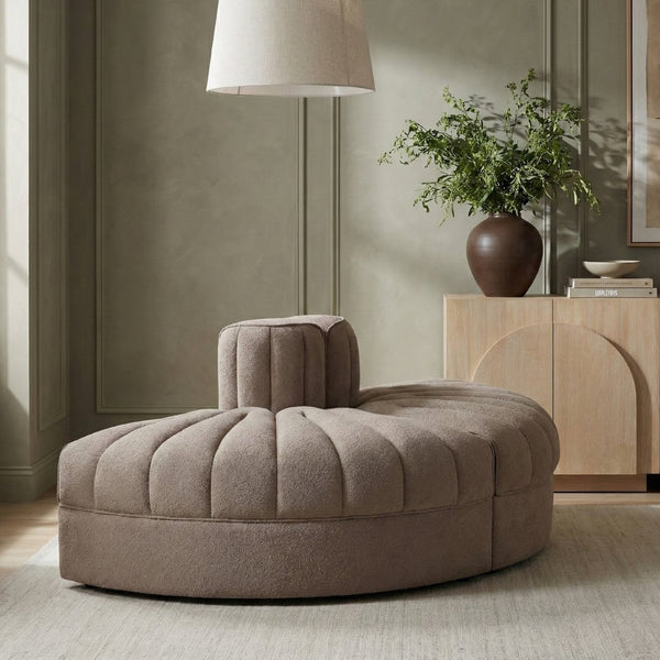Meridian Furniture Rummi Channel Tufted Velvet Modular Sofa with Stain Resistant Performance Fabric 660Taupe-2RC