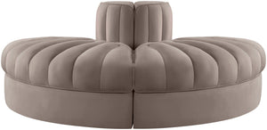 Meridian Furniture Rummi Channel Tufted Velvet Modular Sofa with Stain Resistant Performance Fabric 660Taupe-2RC