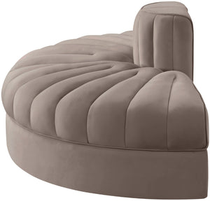 Meridian Furniture Rummi Channel Tufted Velvet Modular Sofa with Stain Resistant Performance Fabric 660Taupe-2RC