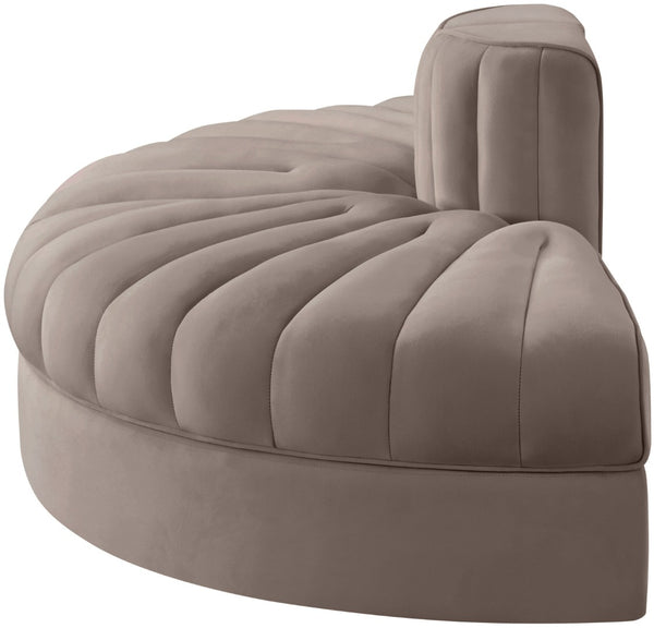 Meridian Furniture Rummi Channel Tufted Velvet Modular Sofa with Stain Resistant Performance Fabric 660Taupe-2RC