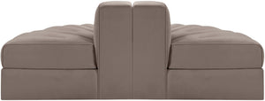 Meridian Furniture Rummi Channel Tufted Velvet Modular Sofa with Stain Resistant Performance Fabric 660Taupe-2RC