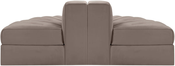 Meridian Furniture Rummi Channel Tufted Velvet Modular Sofa with Stain Resistant Performance Fabric 660Taupe-2RC