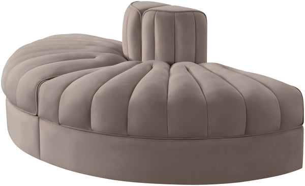 Meridian Furniture Rummi Channel Tufted Velvet Modular Sofa with Stain Resistant Performance Fabric 660Taupe-2RC