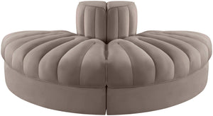 Meridian Furniture Rummi Channel Tufted Velvet Modular Sofa with Stain Resistant Performance Fabric 660Taupe-2RC