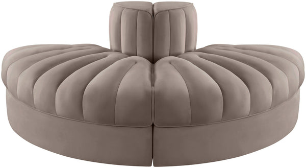 Meridian Furniture Rummi Channel Tufted Velvet Modular Sofa with Stain Resistant Performance Fabric 660Taupe-2RC