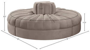 Meridian Furniture Rummi Modular Sofa with Channel Tufted Velvet and Solid Wood Frame for Lounge Spaces 660Taupe-4RC