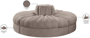 Meridian Furniture Rummi Modular Sofa with Channel Tufted Velvet and Solid Wood Frame for Lounge Spaces 660Taupe-4RC