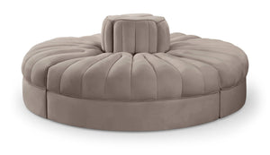 Meridian Furniture Rummi Modular Sofa with Channel Tufted Velvet and Solid Wood Frame for Lounge Spaces 660Taupe-4RC