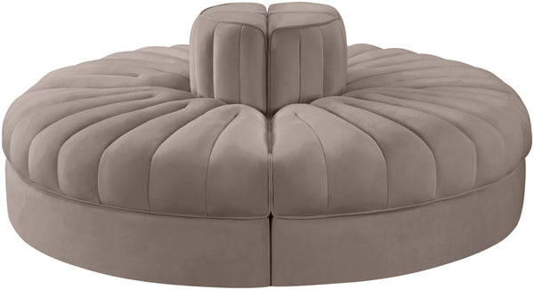Meridian Furniture Rummi Modular Sofa with Channel Tufted Velvet and Solid Wood Frame for Lounge Spaces 660Taupe-4RC