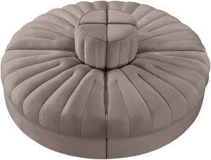 Meridian Furniture Rummi Modular Sofa with Channel Tufted Velvet and Solid Wood Frame for Lounge Spaces 660Taupe-4RC