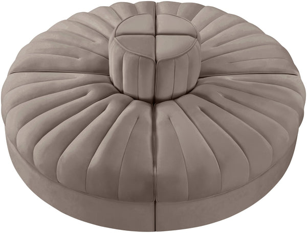 Meridian Furniture Rummi Modular Sofa with Channel Tufted Velvet and Solid Wood Frame for Lounge Spaces 660Taupe-4RC