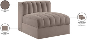 Meridian Furniture Rummi Channel Tufted Velvet Modular Chair for Modern and Contemporary Living Rooms Taupe Armless 660Taupe-Armless