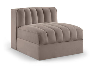 Meridian Furniture Rummi Channel Tufted Velvet Modular Chair for Modern and Contemporary Living Rooms Taupe Armless 660Taupe-Armless