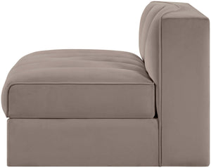 Meridian Furniture Rummi Channel Tufted Velvet Modular Chair for Modern and Contemporary Living Rooms Taupe Armless 660Taupe-Armless