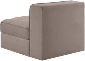 Meridian Furniture Rummi Channel Tufted Velvet Modular Chair for Modern and Contemporary Living Rooms Taupe Armless 660Taupe-Armless