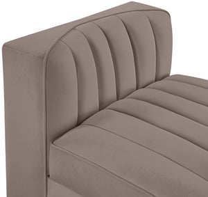 Meridian Furniture Rummi Channel Tufted Velvet Modular Chair for Modern and Contemporary Living Rooms Taupe Armless 660Taupe-Armless
