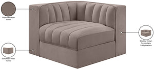 Meridian Furniture Rummi Channel Tufted Velvet Modular Chair for Modern and Contemporary Living Rooms Taupe Corner 660Taupe-Corner