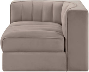 Meridian Furniture Rummi Channel Tufted Velvet Modular Chair for Modern and Contemporary Living Rooms Taupe Corner 660Taupe-Corner