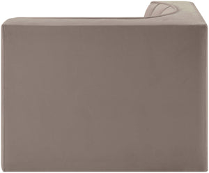 Meridian Furniture Rummi Channel Tufted Velvet Modular Chair for Modern and Contemporary Living Rooms Taupe Corner 660Taupe-Corner