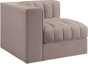 Meridian Furniture Rummi Channel Tufted Velvet Modular Chair for Modern and Contemporary Living Rooms Taupe Corner 660Taupe-Corner