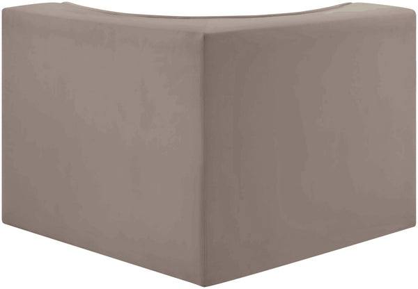 Meridian Furniture Rummi Channel Tufted Velvet Modular Chair for Modern and Contemporary Living Rooms Taupe Corner 660Taupe-Corner