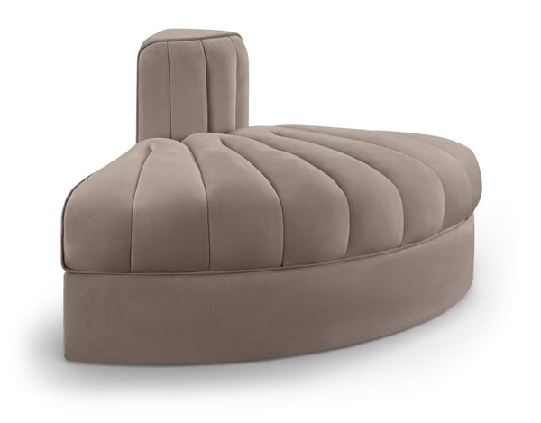 Meridian Furniture Rummi Channel Tufted Modular Accent Chair in Stain Resistant Performance Velvet for Living Room Taupe 660Taupe-RC