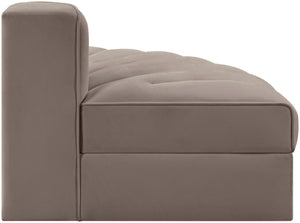 Meridian Furniture Rummi Channel Tufted Modular Accent Chair in Stain Resistant Performance Velvet for Living Room Taupe 660Taupe-RC