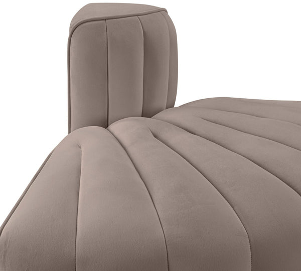 Meridian Furniture Rummi Channel Tufted Modular Accent Chair in Stain Resistant Performance Velvet for Living Room Taupe 660Taupe-RC