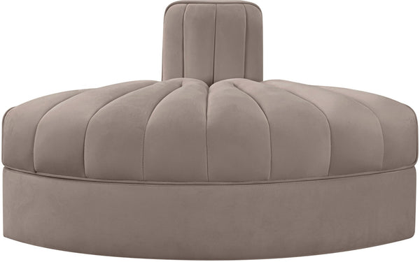 Meridian Furniture Rummi Channel Tufted Modular Accent Chair in Stain Resistant Performance Velvet for Living Room Taupe 660Taupe-RC