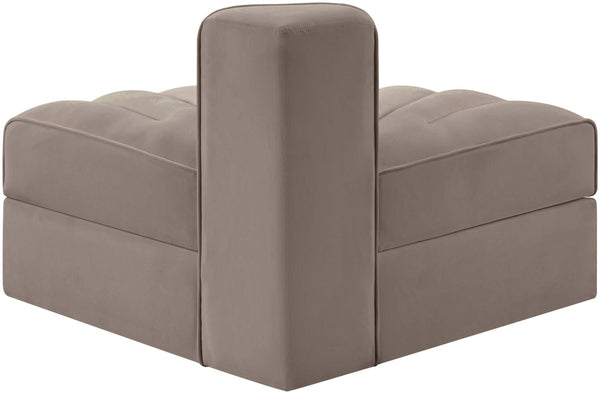 Meridian Furniture Rummi Channel Tufted Modular Accent Chair in Stain Resistant Performance Velvet for Living Room Taupe 660Taupe-RC