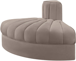 Meridian Furniture Rummi Channel Tufted Modular Accent Chair in Stain Resistant Performance Velvet for Living Room Taupe 660Taupe-RC