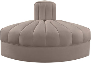 Meridian Furniture Rummi Channel Tufted Modular Accent Chair in Stain Resistant Performance Velvet for Living Room Taupe 660Taupe-RC