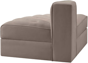 Meridian Furniture Rummi Channel Tufted Modular Accent Chair in Stain Resistant Performance Velvet for Living Room Taupe 660Taupe-RC