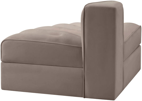 Meridian Furniture Rummi Channel Tufted Modular Accent Chair in Stain Resistant Performance Velvet for Living Room Taupe 660Taupe-RC