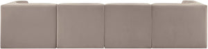 Meridian Furniture Rummi Channel Tufted Modular Sofa Velvet Performance Fabric Four Piece Living Room 660Taupe-S126