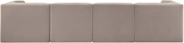 Meridian Furniture Rummi Channel Tufted Modular Sofa Velvet Performance Fabric Four Piece Living Room 660Taupe-S126