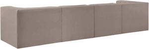 Meridian Furniture Rummi Channel Tufted Modular Sofa Velvet Performance Fabric Four Piece Living Room 660Taupe-S126