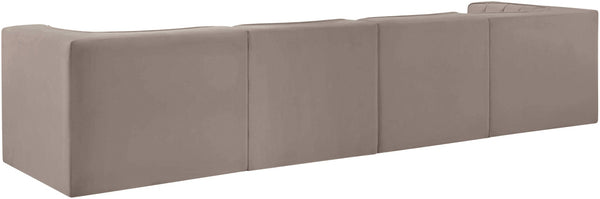 Meridian Furniture Rummi Channel Tufted Modular Sofa Velvet Performance Fabric Four Piece Living Room 660Taupe-S126