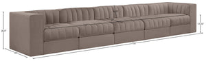 Meridian Furniture Rummi Five Piece Modular Sectional Sofa Velvet Performance Fabric Channel Tufted 660Taupe-S155