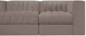 Meridian Furniture Rummi Five Piece Modular Sectional Sofa Velvet Performance Fabric Channel Tufted 660Taupe-S155