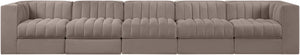Meridian Furniture Rummi Five Piece Modular Sectional Sofa Velvet Performance Fabric Channel Tufted 660Taupe-S155