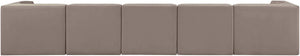 Meridian Furniture Rummi Five Piece Modular Sectional Sofa Velvet Performance Fabric Channel Tufted 660Taupe-S155