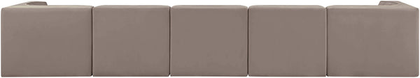 Meridian Furniture Rummi Five Piece Modular Sectional Sofa Velvet Performance Fabric Channel Tufted 660Taupe-S155