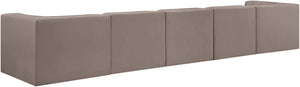 Meridian Furniture Rummi Five Piece Modular Sectional Sofa Velvet Performance Fabric Channel Tufted 660Taupe-S155