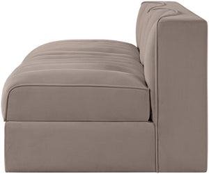 Meridian Furniture Rummi Channel Tufted Modular Loveseat in Stain Resistant Performance Velvet for Modern Living Taupe 58 inches 660Taupe-S58