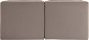 Meridian Furniture Rummi Channel Tufted Modular Loveseat in Stain Resistant Performance Velvet for Modern Living Taupe 58 inches 660Taupe-S58