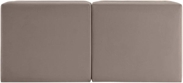 Meridian Furniture Rummi Channel Tufted Modular Loveseat in Stain Resistant Performance Velvet for Modern Living Taupe 58 inches 660Taupe-S58