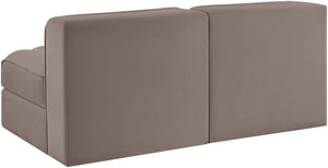 Meridian Furniture Rummi Channel Tufted Modular Loveseat in Stain Resistant Performance Velvet for Modern Living Taupe 58 inches 660Taupe-S58