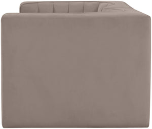 Meridian Furniture Rummi Channel Tufted Modular Loveseat in Stain Resistant Performance Velvet for Modern Living Taupe 68 inches 660Taupe-S68